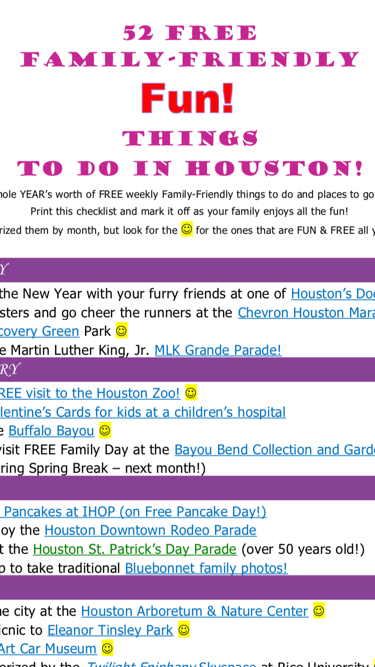 52 FREE Fun Family Friendly Things to do in Houston