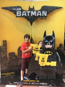 The Lego Batman movie poster with my son and daughter!