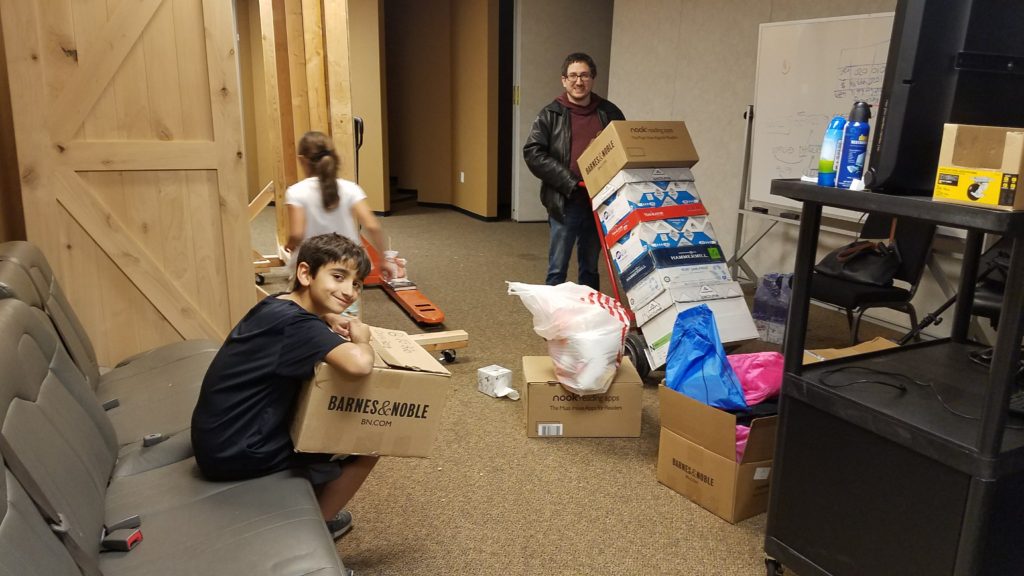 My kids and Steven Kay, grabbing all the boxes for Puerto Rico!