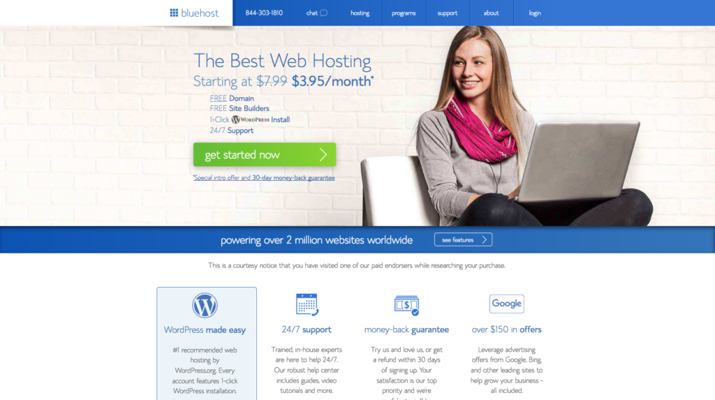 Bluehost Start a Blog with Coppelia step 1
