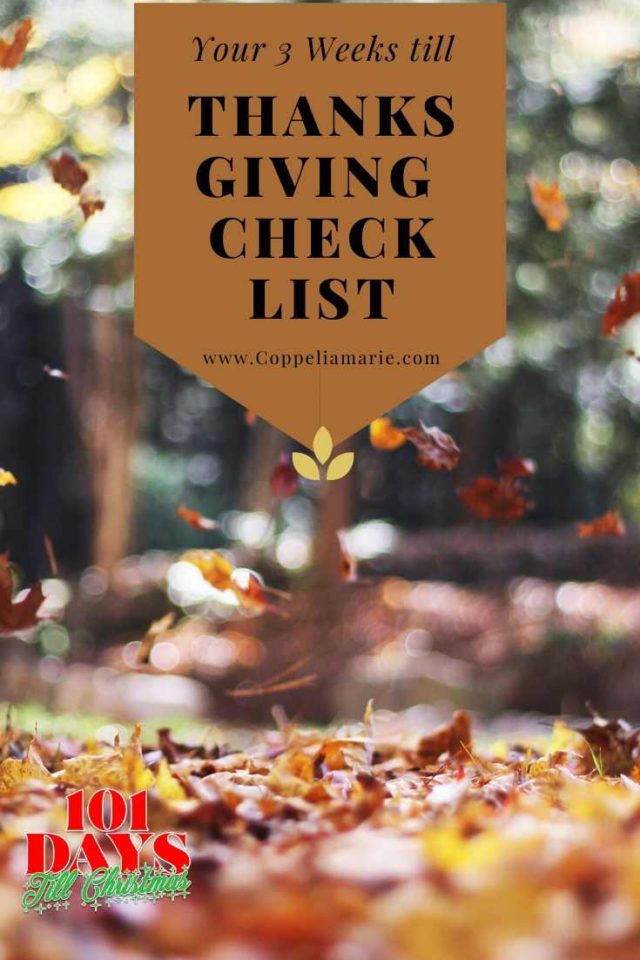 101 Days till Christmas Day 48 3 Weeks till Thanksgiving Checklist pin